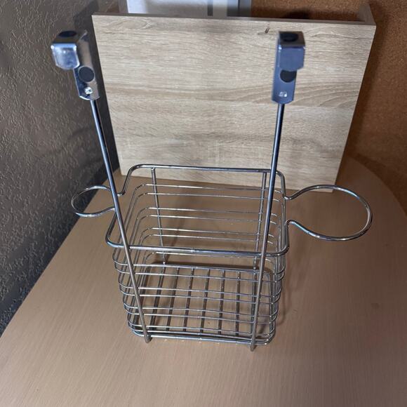 Chrome Over the Cabinet Door Hanging Storage Basket Organizer - Picture 3 of 5